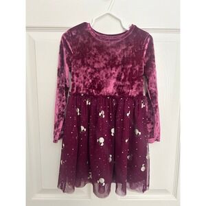 Disney Minnie Mouse Velvet Purple Long Sleeve Tulle Dress 3T